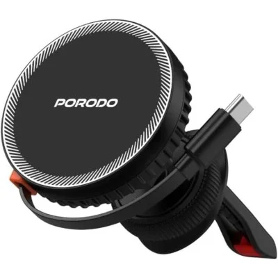 Porodo Hs14 Magsafe Charger Retractable Type-C - Black